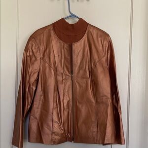 Women's Vintage Metallic Bronze Leather Jacket